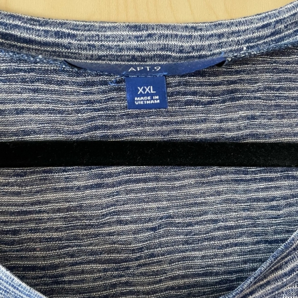 APT. 9 BLUE AND WHITE STRIPE TIE TOP XXL - Picture 2 of 4
